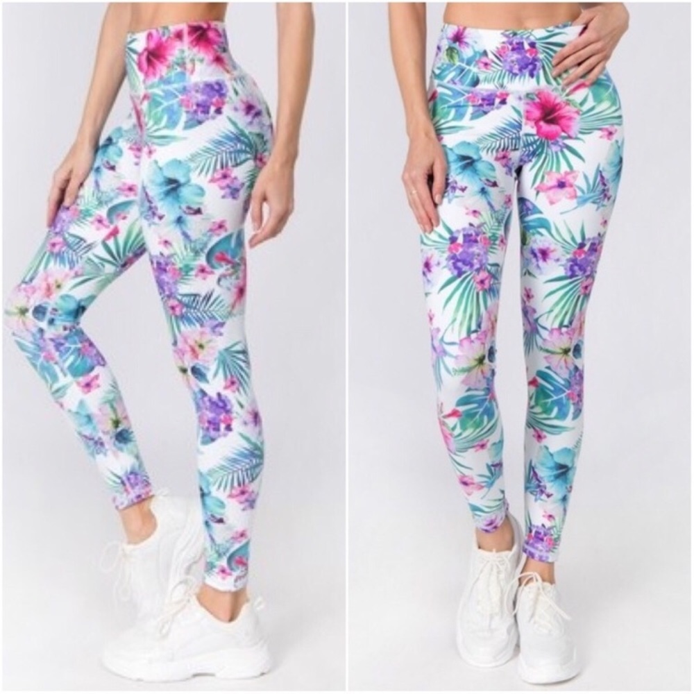 Tropical Floral Print Leggings